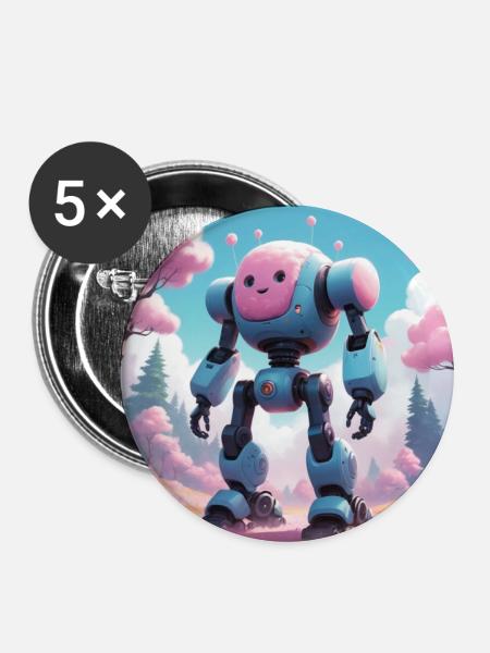 Robot - Buttons mittel 32 mm (5er Pack) - Weiß