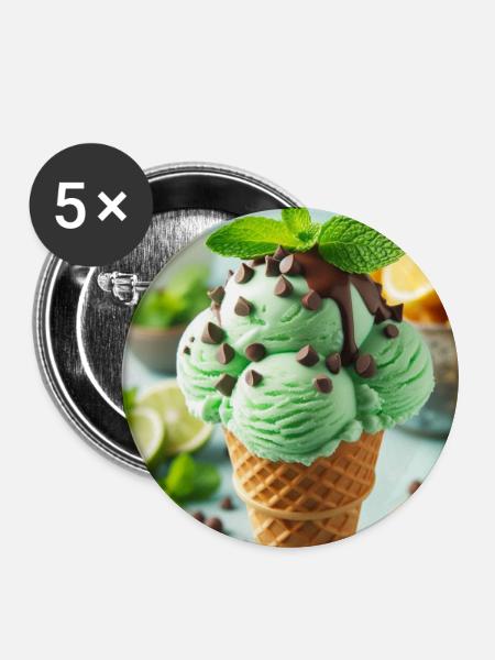 Minz-Eis - Buttons mittel 32 mm (5er Pack) - Weiß