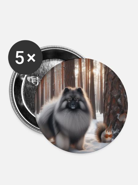 Wolfspitz im Schnee - Buttons mittel 32 mm (5er Pack) - Weiß