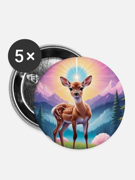 Rehkitz - Buttons mittel 32 mm (5er Pack) - Weiß