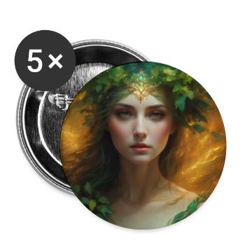 Fée - Lot de 5 moyens badges (32 mm) - blanc - Devant