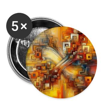 Carrés 3 - Lot de 5 moyens badges (32 mm) - blanc - Devant