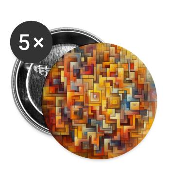 Carrés 2 - Lot de 5 moyens badges (32 mm) - blanc - Devant