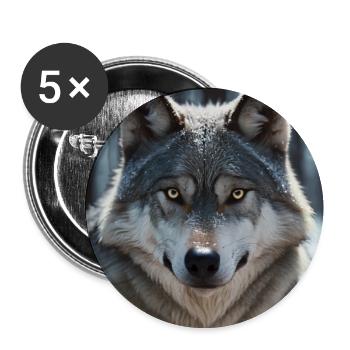 Wolf - Buttons mittel 32 mm (5er Pack) - Weiß - Vorne