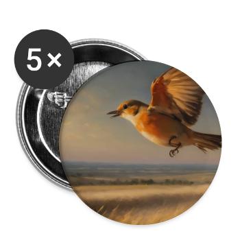 Vogel - Buttons mittel 32 mm (5er Pack) - Weiß - Vorne