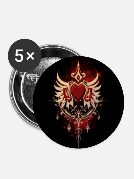 Majestätisches Herz - Buttons mittel 32 mm (5er Pack) - Weiß