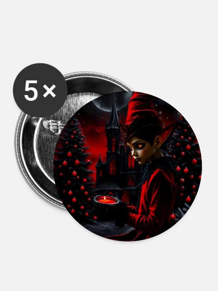 Die dunkle Weihnachtszeit. - Buttons mittel 32 mm (5er Pack) - Weiß