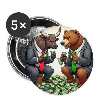 Bull and Bear - Buttons mittel 32 mm (5er Pack) - Weiß - Vorne