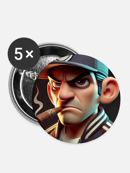 Angry man - Buttons mittel 32 mm (5er Pack) - Weiß