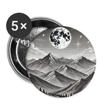 Mondgebirge Nachtlandschaft - Buttons mittel 32 mm (5er Pack) - Weiß - Vorne