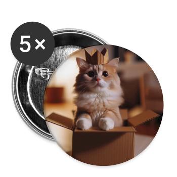 Lustige Katze - Buttons mittel 32 mm (5er Pack) - Weiß - Vorne