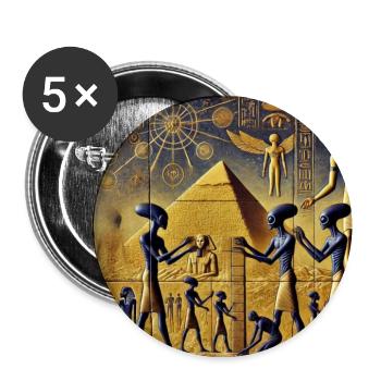 Blue Extraterrestrials among the Pyramids - Buttons medium 1.26"/32 mm (5-pack) - white - Front