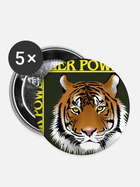 Die Macht des Tigers - Buttons mittel 32 mm (5er Pack) - Weiß