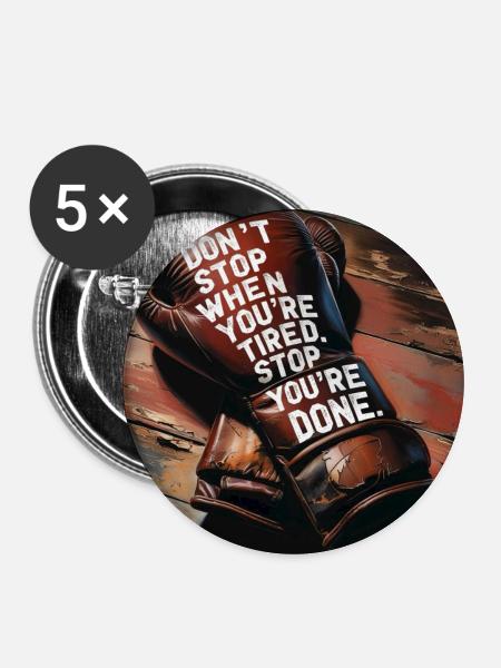 Kampfgeist auf Boxhandschuh - Buttons mittel 32 mm (5er Pack) - Weiß