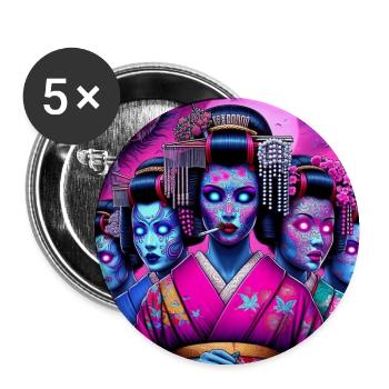 Cyberpunk Geisha gang - Buttons mittel 32 mm (5er Pack) - Weiß - Vorne