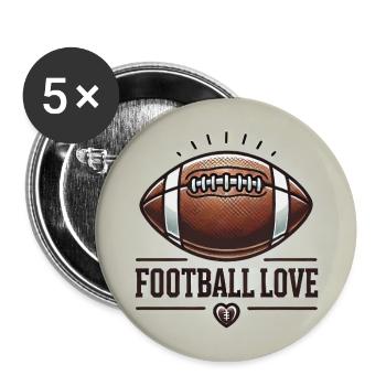 American Football Love - Buttons mittel 32 mm (5er Pack) - Weiß - Vorne