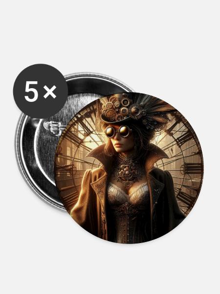 Die Chroniken der Zeit - Buttons mittel 32 mm (5er Pack) - Weiß