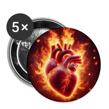 Conception de cœur brûlant - Lot de 5 moyens badges (32 mm) - blanc - Devant