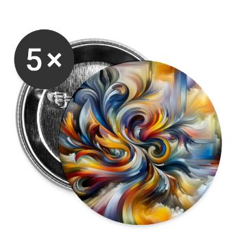 Abstrakte Farbswirbel Federkunst - Buttons mittel 32 mm (5er Pack) - Weiß - Vorne
