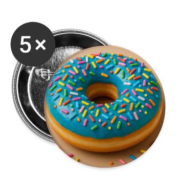 Donut mit Blauem Zuckerguss - Buttons mittel 32 mm (5er Pack) - Weiß - Vorne