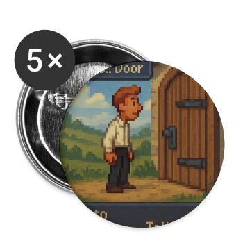 Talk to Door - Pixel Art Gaming - Buttons mittel 32 mm (5er Pack) - Weiß - Vorne