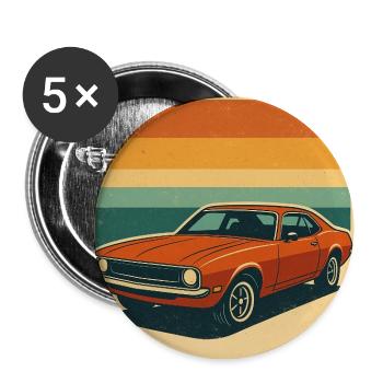 Vintage Muscle Car Retro Design - Buttons mittel 32 mm (5er Pack) - Weiß - Vorne