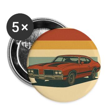 Retro Muscle Car Sonnengruß Design - Buttons mittel 32 mm (5er Pack) - Weiß - Vorne