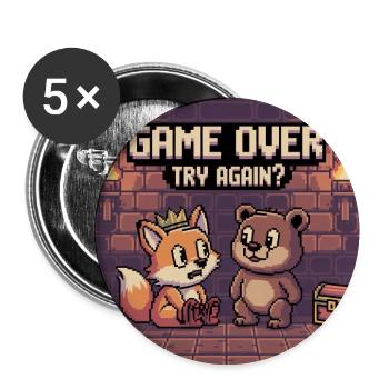Pixel Art Game Over Szene für Haustiere - Buttons mittel 32 mm (5er Pack) - Weiß - Vorne
