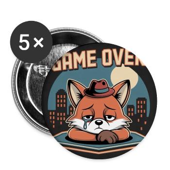 Clone avec Game Over et mascotte grise - Lot de 5 moyens badges (32 mm) - blanc - Devant