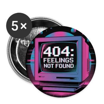 Retro Tech 404 Sentiments Introuvables Design - Lot de 5 moyens badges (32 mm) - blanc - Devant