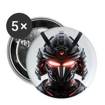 Digitale Samurai Futuristische Maskerade - Buttons mittel 32 mm (5er Pack) - Weiß - Vorne