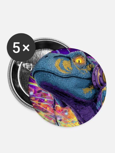 Raptor Rave - Buttons mittel 32 mm (5er Pack) - Weiß