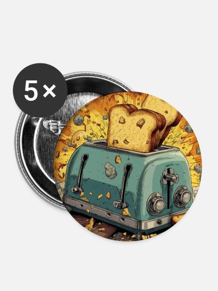 Toast Assault - Buttons mittel 32 mm (5er Pack) - Weiß