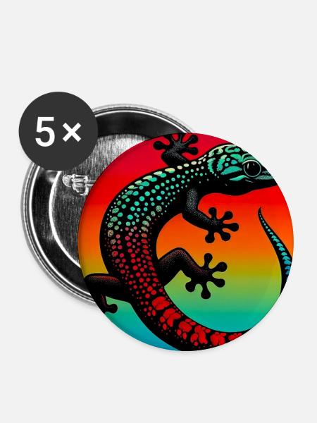 Gecko - Buttons mittel 32 mm (5er Pack) - Weiß