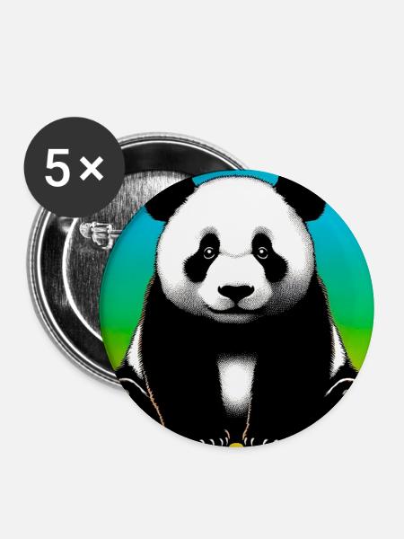 Panda - Buttons mittel 32 mm (5er Pack) - Weiß