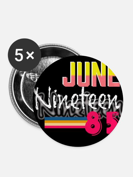 Juni neunzehn 85 Retro Neon Design - Buttons mittel 32 mm (5er Pack) - Weiß