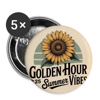 Von Sonnenblumen-Sommervibes inspiriertes Design - Buttons mittel 32 mm (5er Pack) - Weiß - Vorne