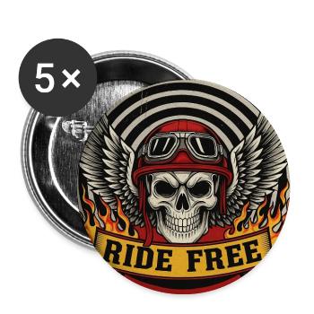 Ride Free - Buttons mittel 32 mm (5er Pack) - Weiß - Vorne