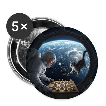 Échecs spatiaux avec chat - Lot de 5 moyens badges (32 mm) - blanc - Devant