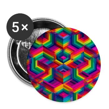 Illusion 3D géométrique colorée - Lot de 5 moyens badges (32 mm) - blanc - Devant