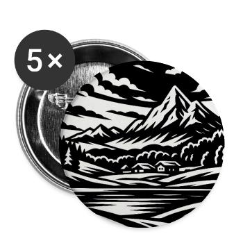Alpine Landscape – Mountain Style Shirt - Buttons medium 1.26"/32 mm (5-pack) - white - Front