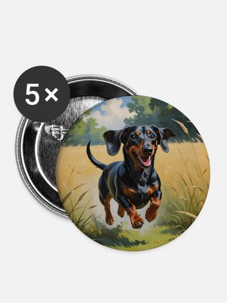 Joyful Terrier in der Natur - Buttons mittel 32 mm (5er Pack) - Weiß
