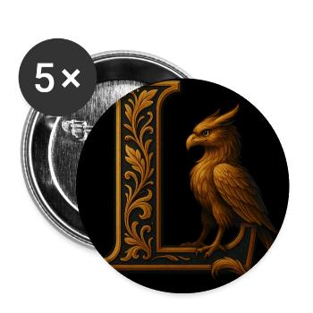 L – Magisches Ornament mit Phönix - Buttons mittel 32 mm (5er Pack) - Weiß - Vorne