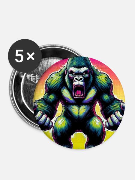 Gorilla - Buttons mittel 32 mm (5er Pack) - Weiß