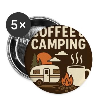 Coffee culture at camping - Buttons medium 1.26"/32 mm (5-pack) - white - Front
