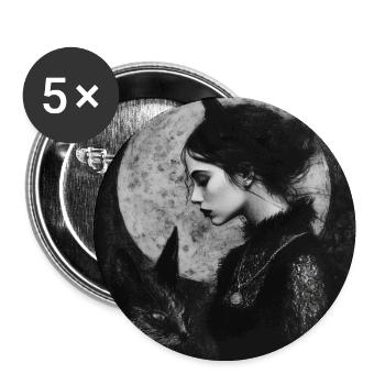Night Cat and Demon Girl - Buttons medium 1.26"/32 mm (5-pack) - white - Front