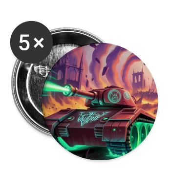 Char de combat futuriste dans une ville déchirée par la guerre - Lot de 5 moyens badges (32 mm) - blanc - Devant