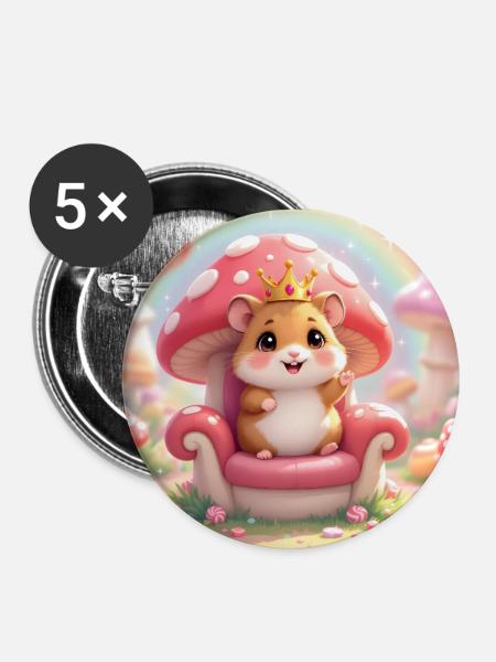 Königlicher Hamster - Buttons mittel 32 mm (5er Pack) - Weiß