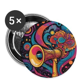 Psychedelische Erkundung mit Weltraumlautsprecher - Buttons mittel 32 mm (5er Pack) - Weiß - Vorne