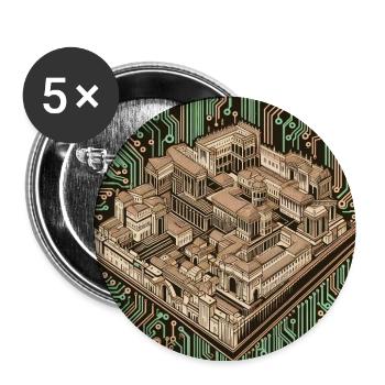 Urbis Digitalis - Buttons mittel 32 mm (5er Pack) - Weiß - Vorne